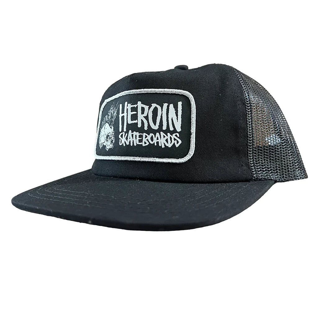 Heroin Skateboards - Punk Skull Trucker Hat - Black