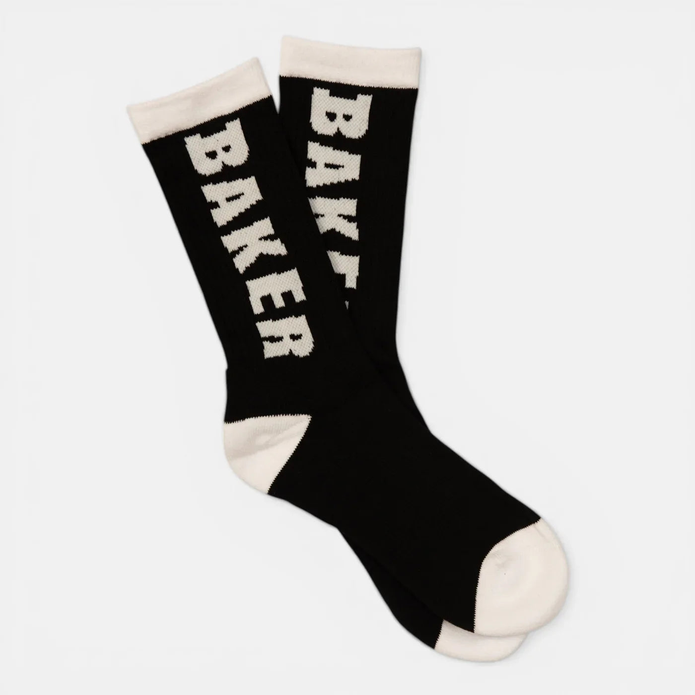 Baker Skateboards - White Letter Black Socks