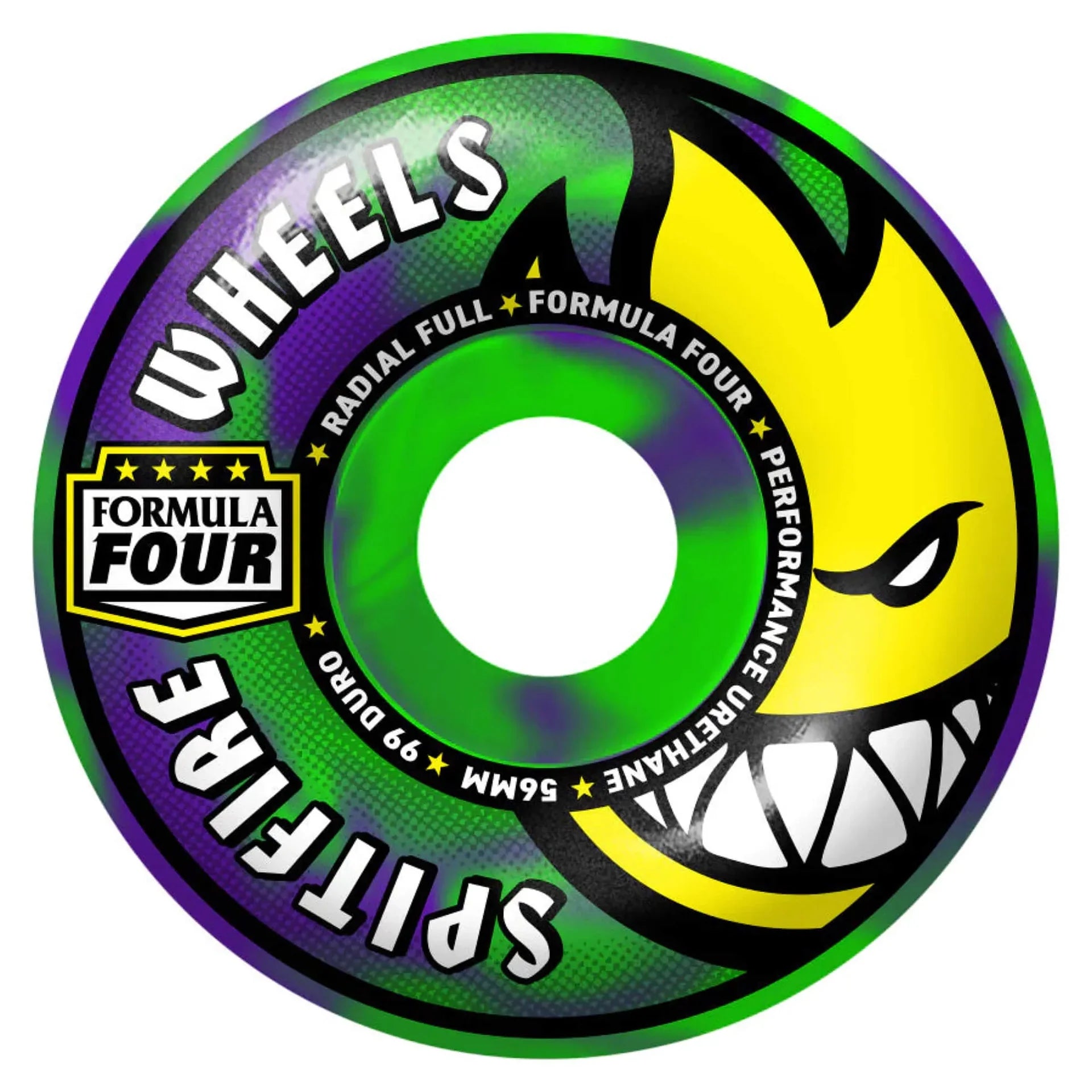 Spitfire Wheels - F4 99A Radial Full Green/Purple Swirl 56mm