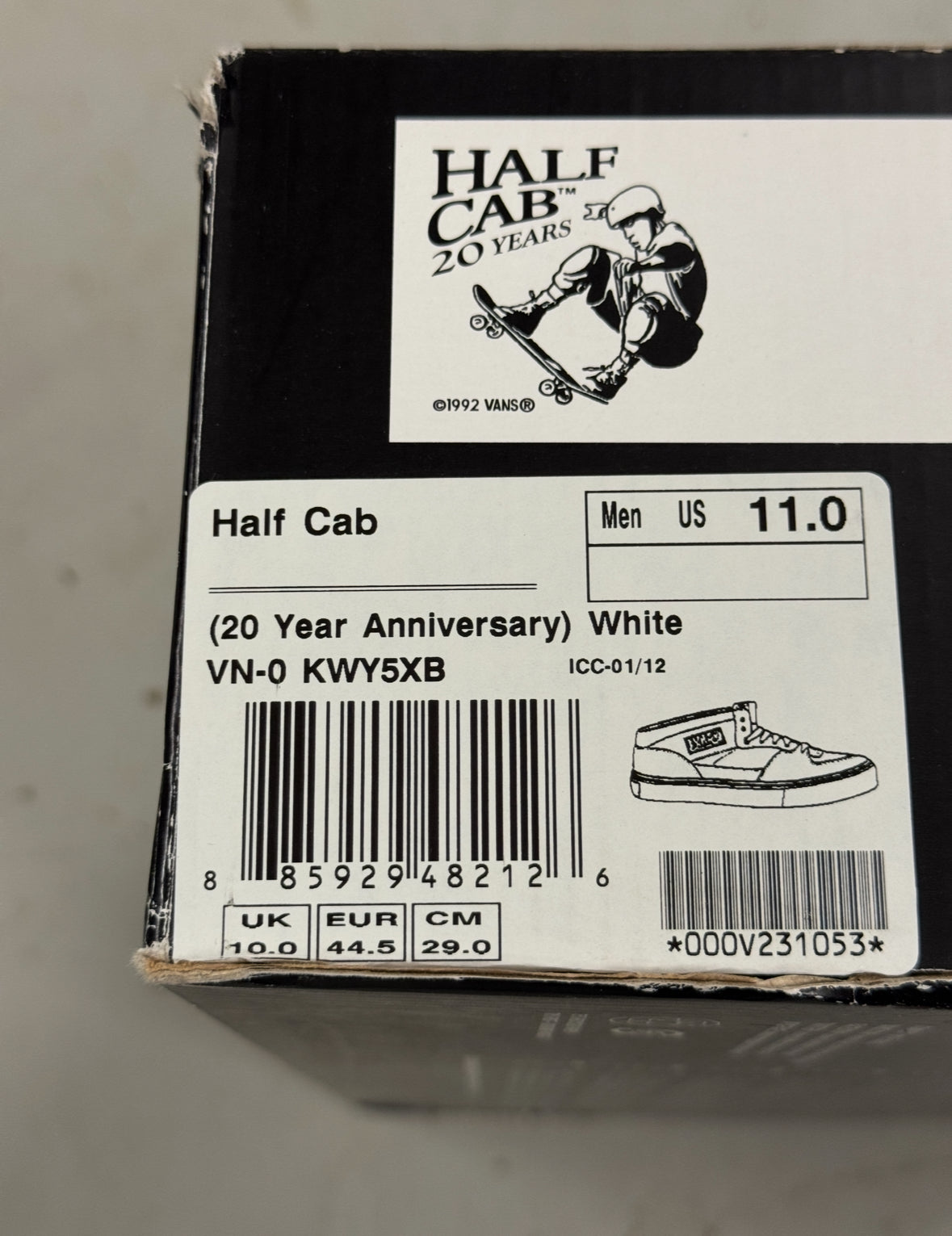 Vans - Half Cab (20th Anniversary) White US11.0 (2012)