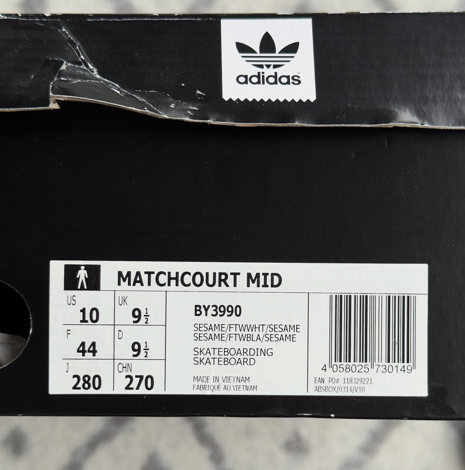 adidas Skateboarding - Matchcourt Mid Sesame US10.0 (2018)