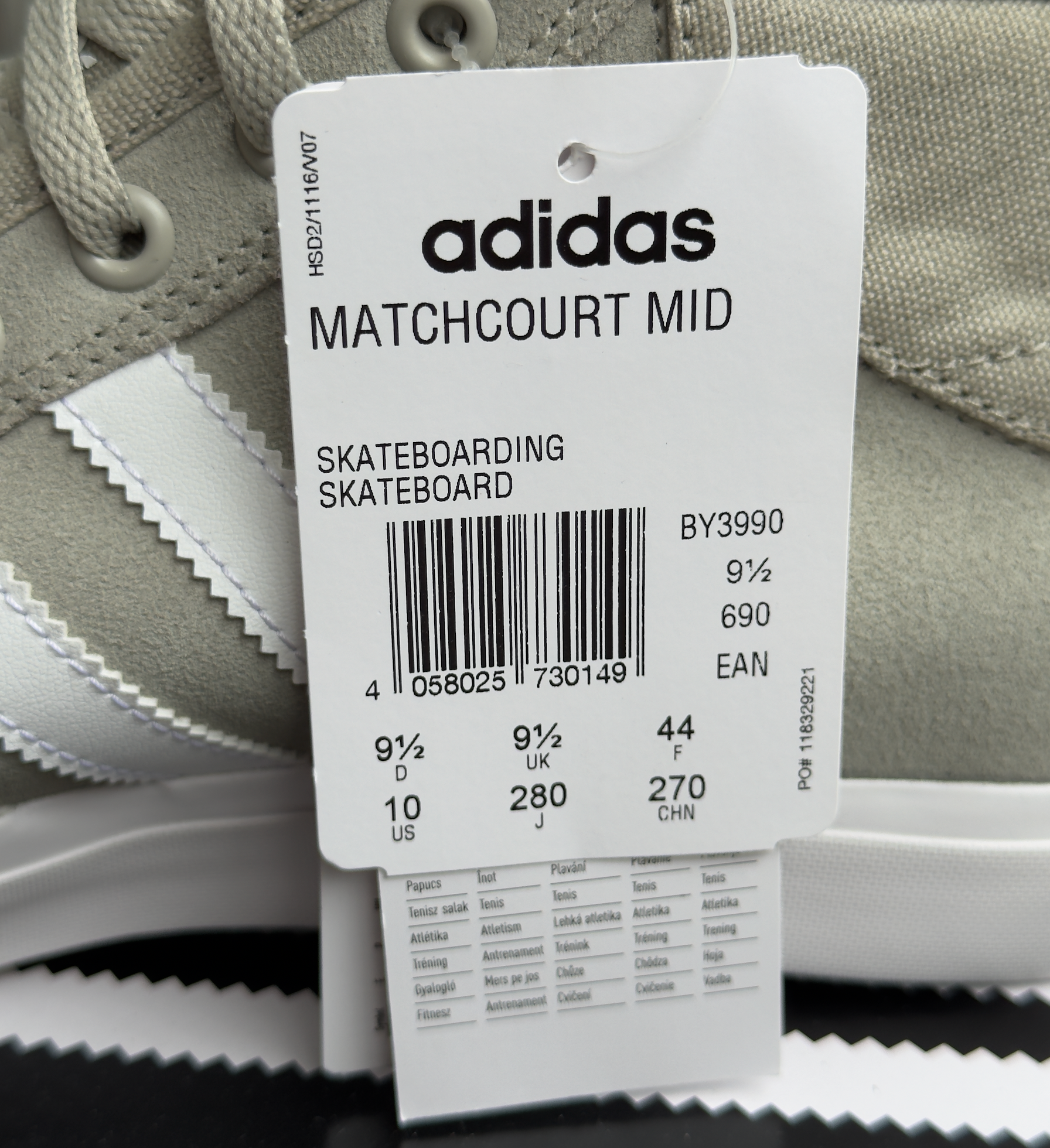 adidas Skateboarding - Matchcourt Mid Sesame US10.0 (2018)