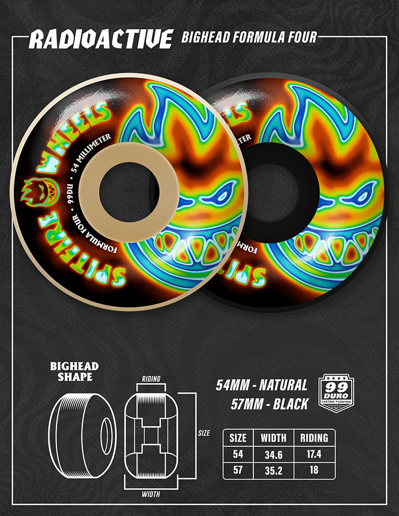 Spitfire Wheels - F4 99A Radioactive Bighead Shape 54mm